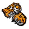 Tiger mascot with paws clipart