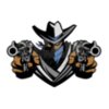 Ranger mascot aiming guns clipart
