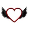 Red Transparent Heart with Black Wings PNG Picture