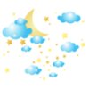 Moon Clouds and Stars PNG Clip Art Image